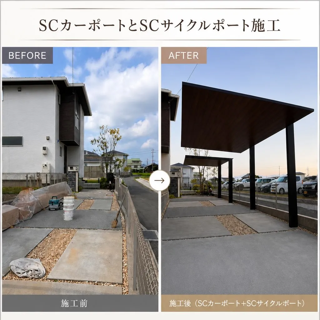 【施工事例】SCカーポート・SCサイクルポート